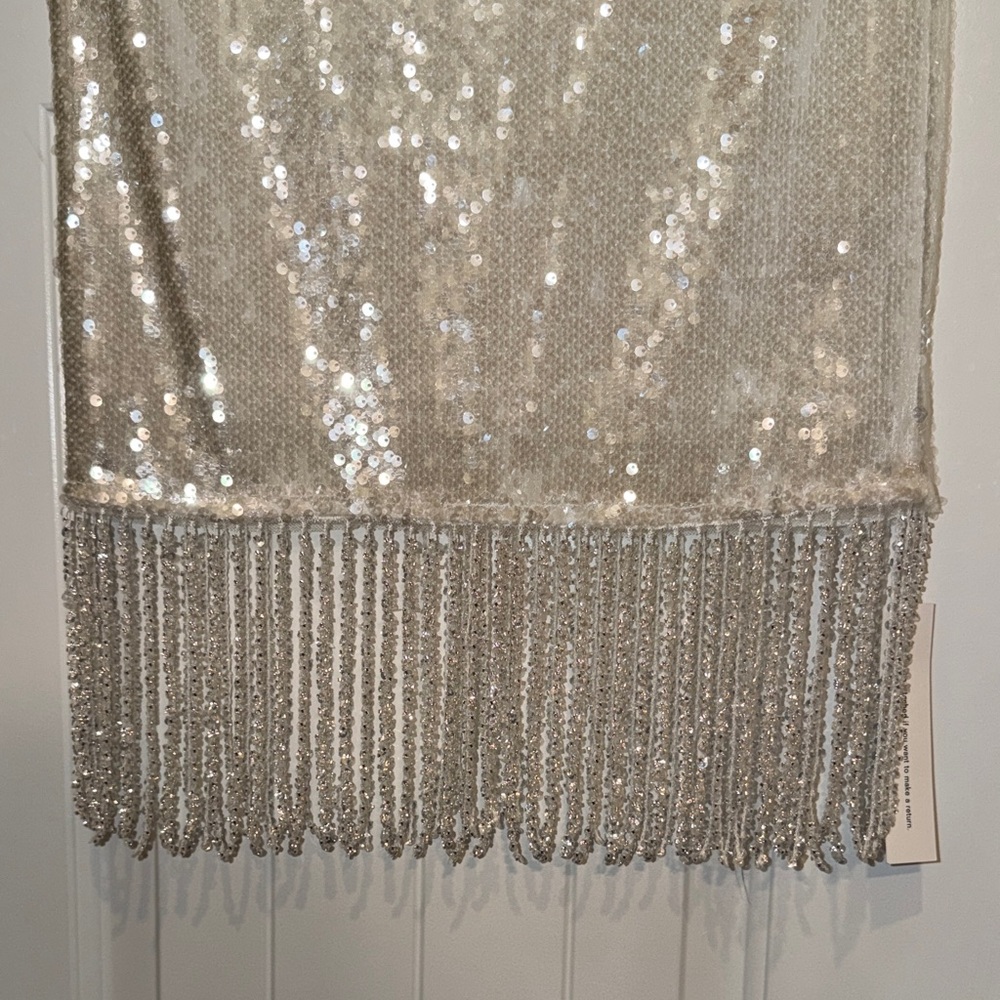 Reformation Ivory Sequin Fringe Midi Dress - Picture 9 of 15